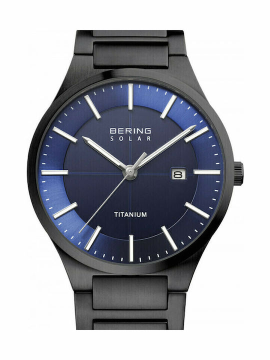 Bering Time Slim Solar Men's Watch 39mm Solar with Black Metal Bracelet