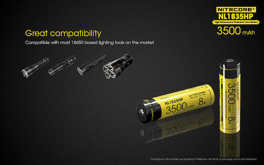 NiteCore NL1835HP Wiederaufladbare Batterie 18650 Li-Ion 3500mAh 3.6V 1Stück