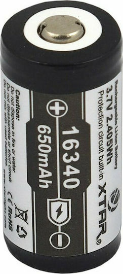 XTAR Επαναφορτιζόμενη Μπαταρία 16340 Li-ion 650mAh 3.7V 1τμχ
