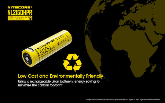 NiteCore NL2150HPR Wiederaufladbare Batterie 21700 Li-Ion 5000mAh 3.6V 1Stück