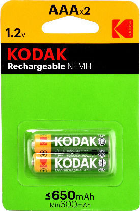 Kodak Rechargeable Battery AAA Ni-MH 650mAh 1.2V 2pcs