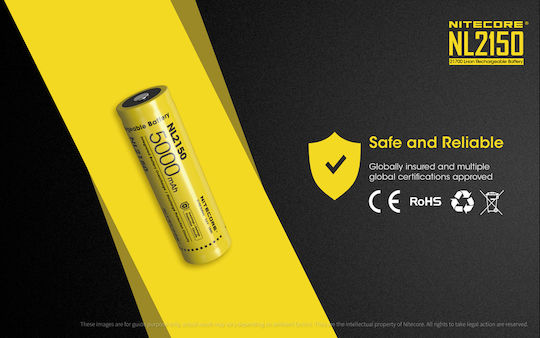 NiteCore NL2150 Rechargable Battery 21700 Li-ion 5000mAh 3.6V 1pcs