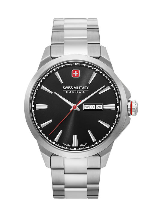 Swiss Military Hanowa Herrenuhr 45mm Chronograph Batterie mit Silber Rostfreien Stahlarmband