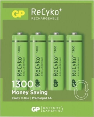 GP Batteries ReCyko+ Rechargeable Battery AA Ni-MH 1300mAh 1.2V 4pcs