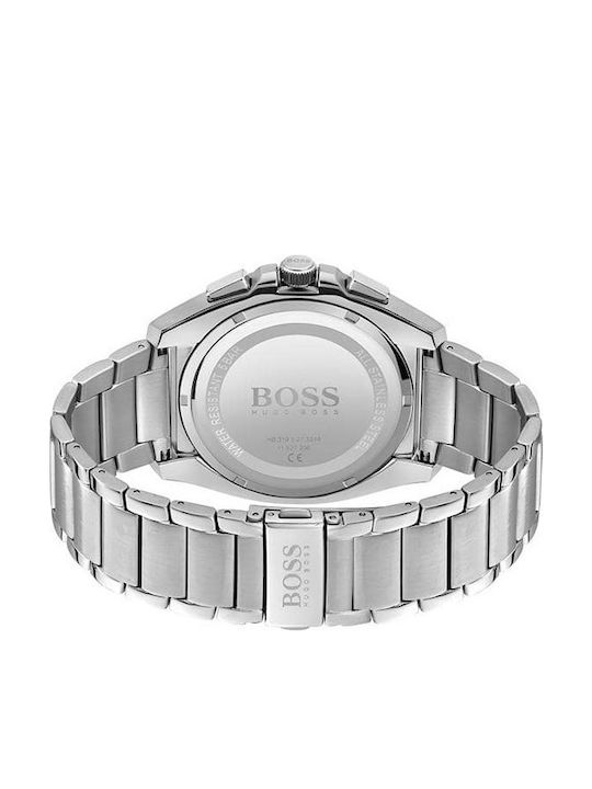 Boss Grandmaster Ανδρικό Ρολόι 46mm Χρονογράφος Μπαταρίας με Ασημί Μεταλλικό Μπρασελέ