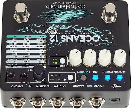 Electro-Harmonix Oceans 12 Πετάλι Effect Reverb Ηλεκτρικής Κιθάρας και Ηλεκτρικού Μπάσου