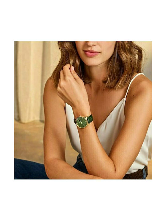 Cluse Feroce Watch with Green Leather Strap