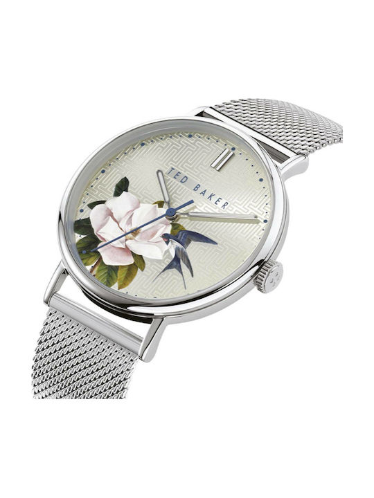 Ted Baker Phylipa Flowers Watch with Silver Metal Bracelet