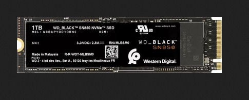Western Digital Black SN850 SSD 1TB τύπου M.2 με σύνδεση PCI Express 4.0 (PS5 Compatible) WDS100T1X0E