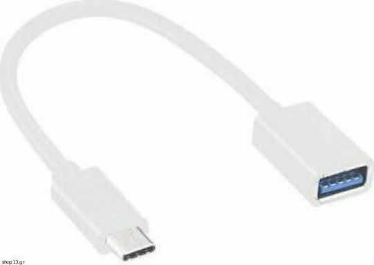 Μετατροπέας USB-C male σε USB-A female White Λευκό