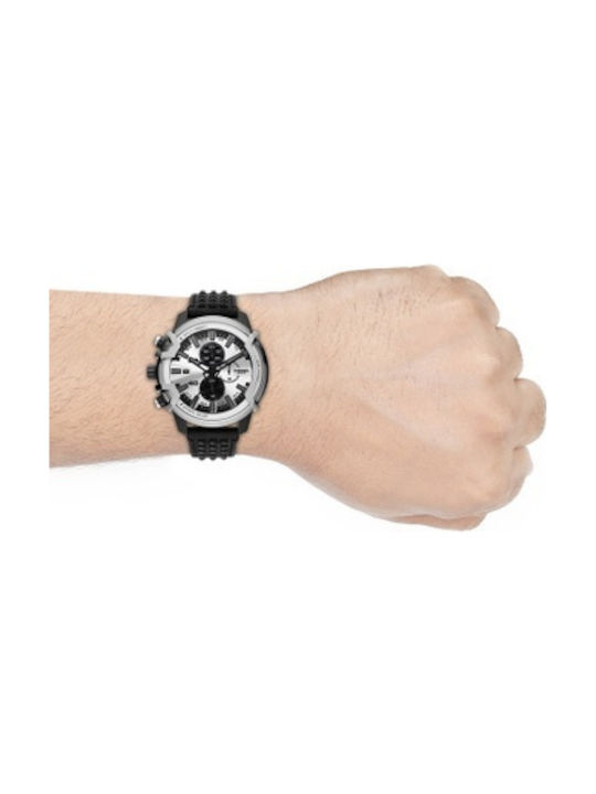 Diesel Griffed Watch Chronograph Battery with Black Leather Strap