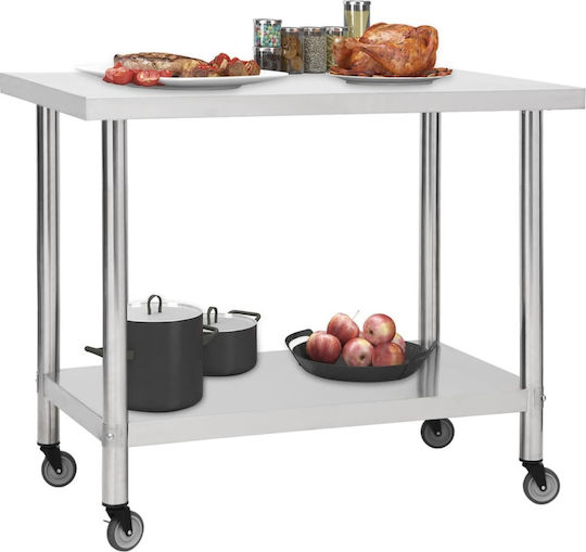 vidaXL Steel Workbench L100xD30xH85cm
