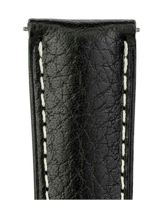 Hirsch Boston Long Leather Strap Black 22mm