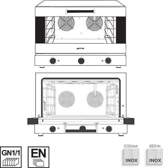 Smeg Alfa 420 H Τριφασικός Ηλεκτρικός Φούρνος με Ατμό 6.9kW ALFA420H