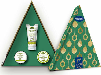 Kalliston Christmas Donkey Skin Care Set for Moisturizing & Αnti-ageing with Body Cream , Hand Cream & Soap