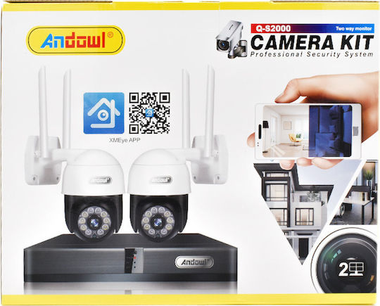Andowl Система за наблюдение 2 Камери Безжични Камери IP 8MP с Записващо устройство