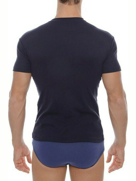 T-shirt KM with Closed Neck Blue Blue