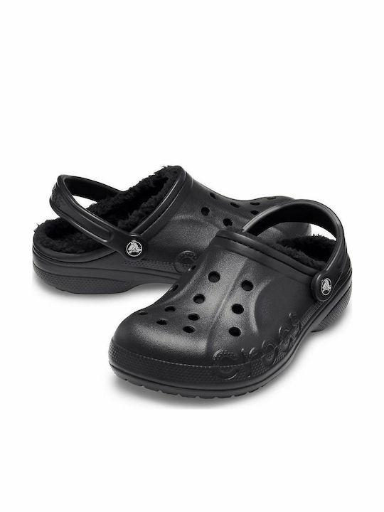 Crocs Baya Lined Anatomic Clogs with Fur Black