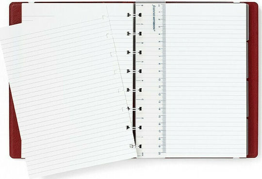 Filofax Notebook Notizbuch Spirale 56 Blätter A5 Geregelt mit Gummiband Rot