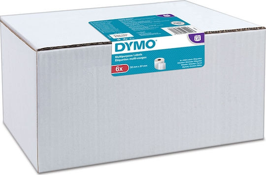 Dymo 1000 Autocolante Autoadezive pe Rolă pentru Imprimantă de Etichete 57x32mm 6buc