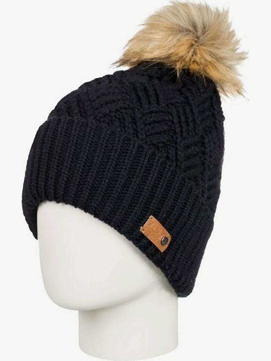 Ski Chic Pom Pom Beanie Beanie Knitted in Black color