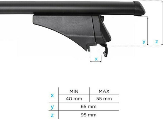 Menabo Menabo Aluminum Car Roof Bars Tiger 120cm Universal 5D for Cars with Factory Bars Set with Roof Rack Legs Black