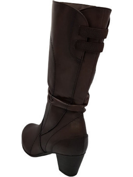 Anatomic Leather Women's Boots with Rubber / Zipper Brown