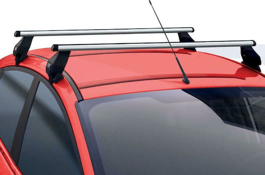 Menabo Aluminum Car Roof Bars 112cm for Fiat 500 3D for Cars with Factory Bars Set with Roof Rack Legs Silver