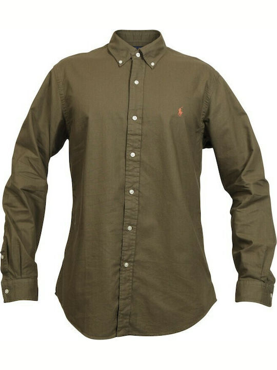 Long-sleeved Cotton Shirt Khaki