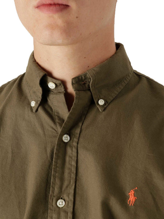 Long-sleeved Cotton Shirt Khaki