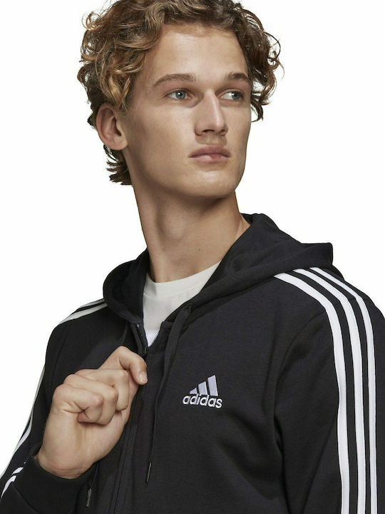 Essentials 3-Stripes Logo Hoodie Jacket Black