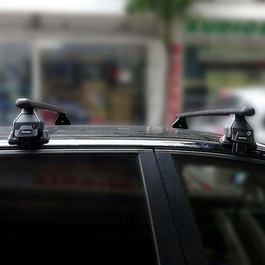 Menabo Metallic Car Roof Bars 112cm for Alfa Romeo Alfa 147 3D for Cars with Factory Bars Set with Roof Rack Legs Black