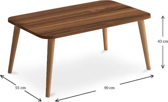 Rechteckig Couchtisch Soul Holz Walnut B90xT55xH41cm