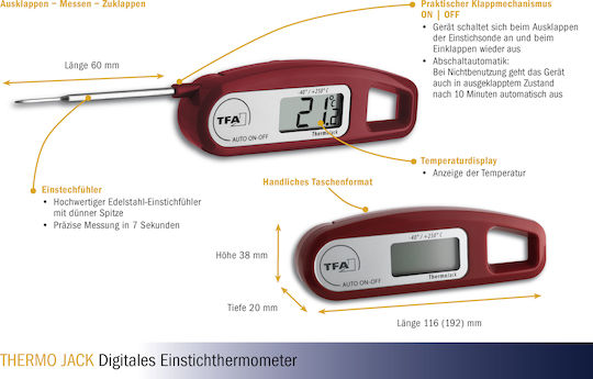 TFA Thermo Jack Electronical Cooking Thermometer with Probe -40°C / +250°C