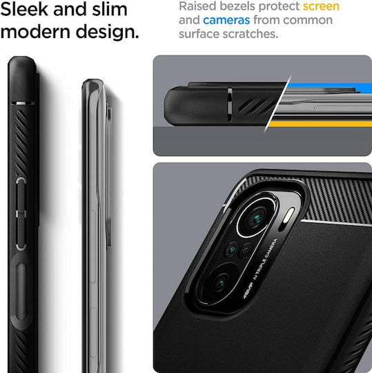 Spigen Rugged Armor Back Cover Σιλικόνης Ανθεκτική Μαύρο Ματ (Poco F3)