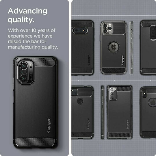 Spigen Rugged Armor Back Cover Σιλικόνης Ανθεκτική Μαύρο Ματ (Poco F3)