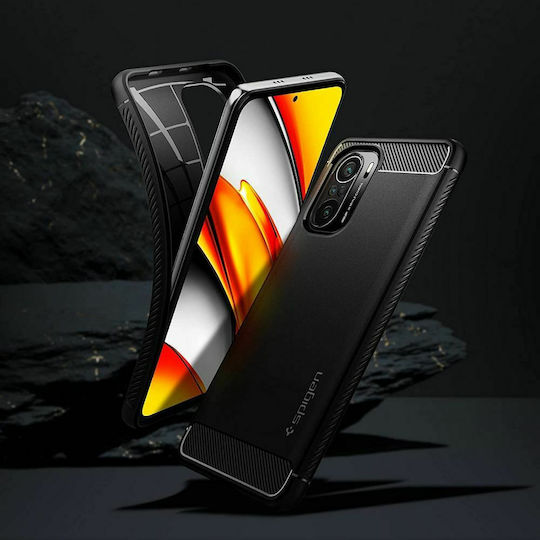 Spigen Rugged Armor Back Cover Σιλικόνης Ανθεκτική Μαύρο Ματ (Poco F3)