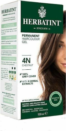 Herbatint Permanent Gel Βαφή Μαλλιών Χωρίς Αμμωνία 4N Καστανό 150ml