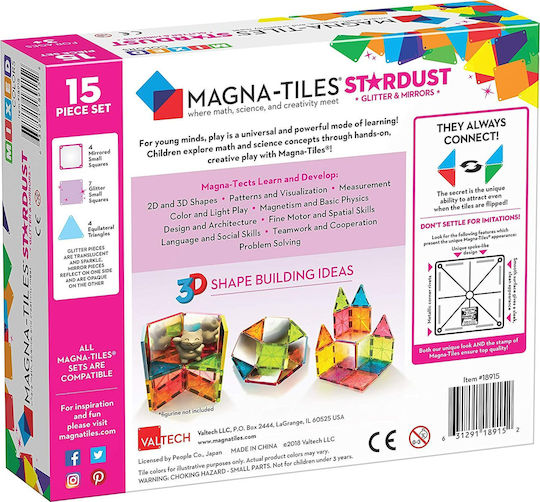 Magna-Tiles Μαγνητικό Παιχνίδι Κατασκευών Mixed Colors Stardust για Παιδιά 3+ Ετών