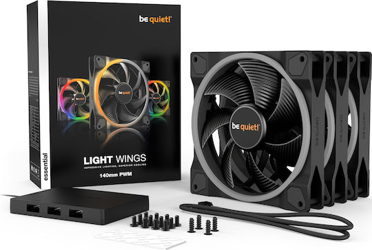 Be Quiet Light Wings Вентилатор за кутия 140mm (1500rpm / 56cfm) с ARGB осветление и свързване 4-изводна PWM