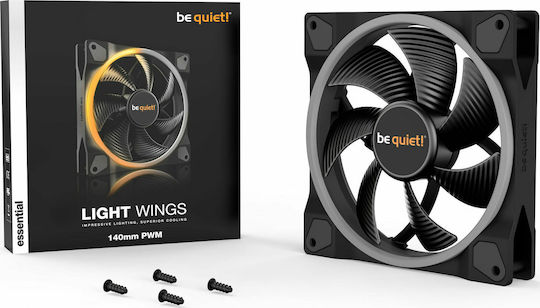 Be Quiet Light Wings Вентилатор за кутия 140mm (1500rpm / 56cfm) с ARGB осветление и свързване 4-изводна PWM