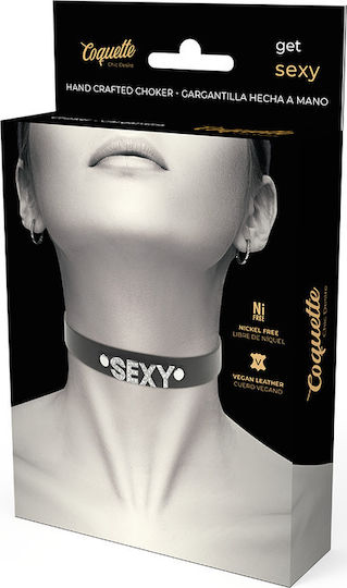 Coquette Hand Crafted Choker Κολάρο Vegan Leather Sexy Black