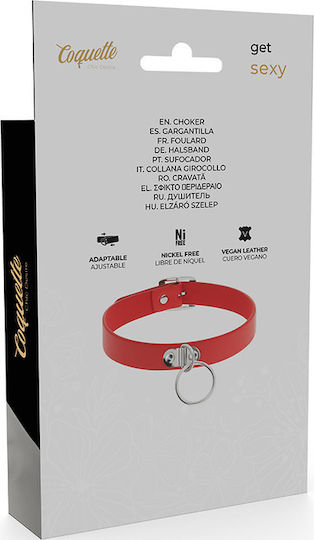 Coquette Hand Crafted Choker Fetish Halsband mit Ring Red