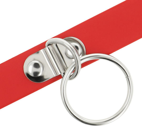 Coquette Hand Crafted Choker Fetish Halsband mit Ring Red