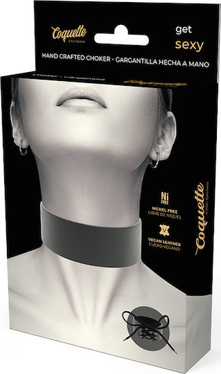 Coquette Hand Crafted Wide Choker Halsband Veganes Leder Black