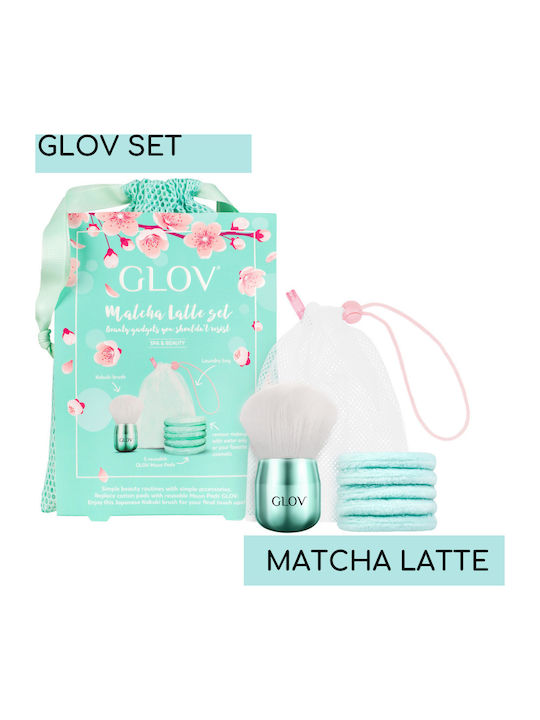 Glov Matcha Latte Moon Pads Set Makeup Remover Pads 5pcs + Kabuki Brush Makeup Brush + Pouch Glov Matcha Latte Moon Pads Set Makeup Remover Pads 5pcs + Kabuki Brush Makeup Brush + Pouch