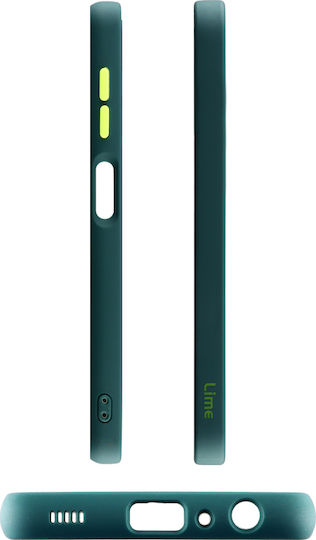Lime Hardsell Camera Guard Back Cover Plastic / Silicon Dark Green with Yellow Keys (Galaxy A03s)