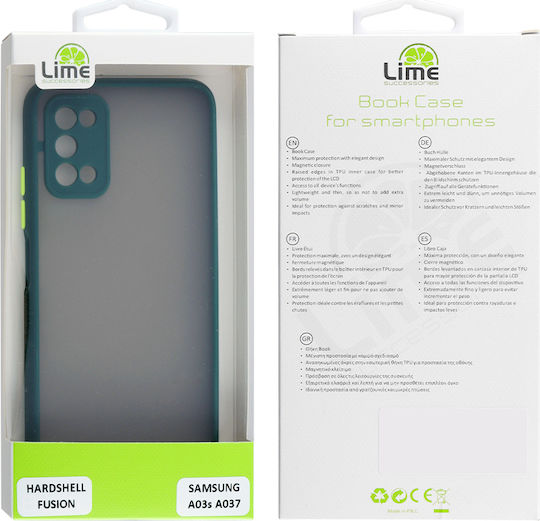 Lime Hardsell Camera Guard Back Cover Plastic / Silicon Dark Green with Yellow Keys (Galaxy A03s)