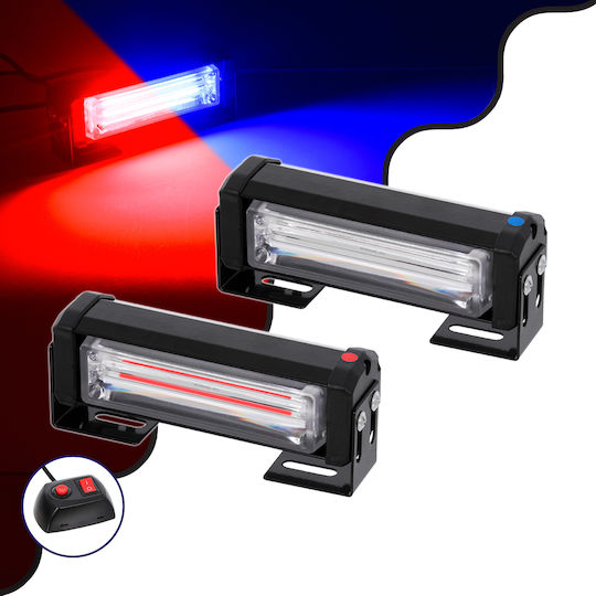 GloboStar Pro Series Waterproof Car Lightbar Police Vehicle Marking Bars for Cars & Trucks with 13 Lighting Programs CREE CXB COB 18W 2pcs LED 10 - 30V - Red