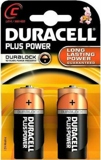 Duracell 2 Pack Alkaline Batteries C Plus Power 1.5V